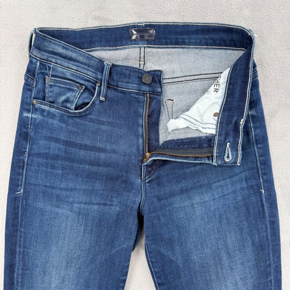 Mother The Hustler Ankle Fray Jeans Blue High Rise Flare Women's Sz 28 - Picture 3 of 16